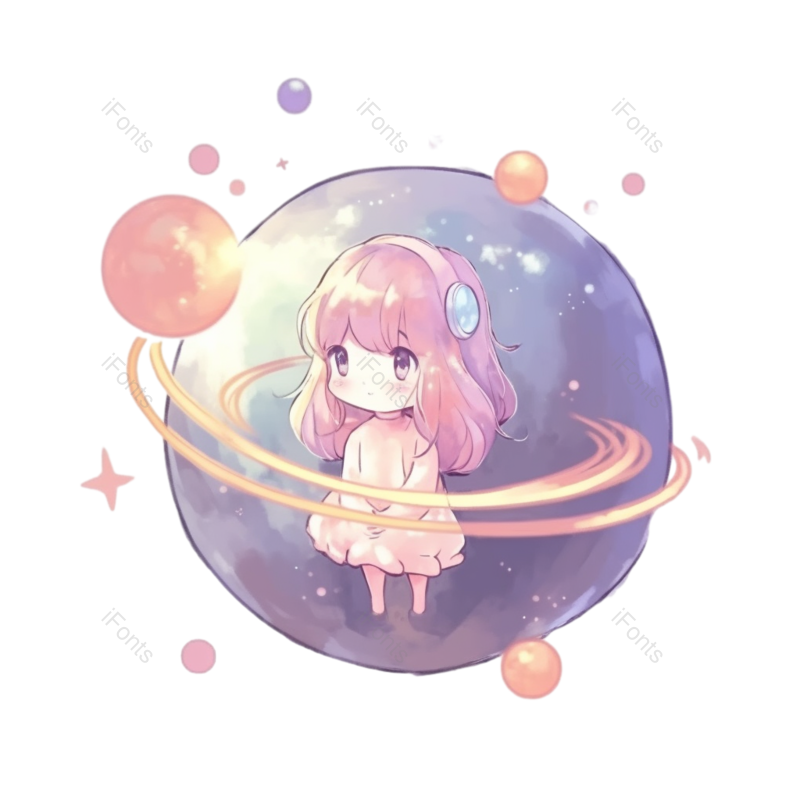 元素图片,梦幻星空元素,星空PNG,女孩免抠素材